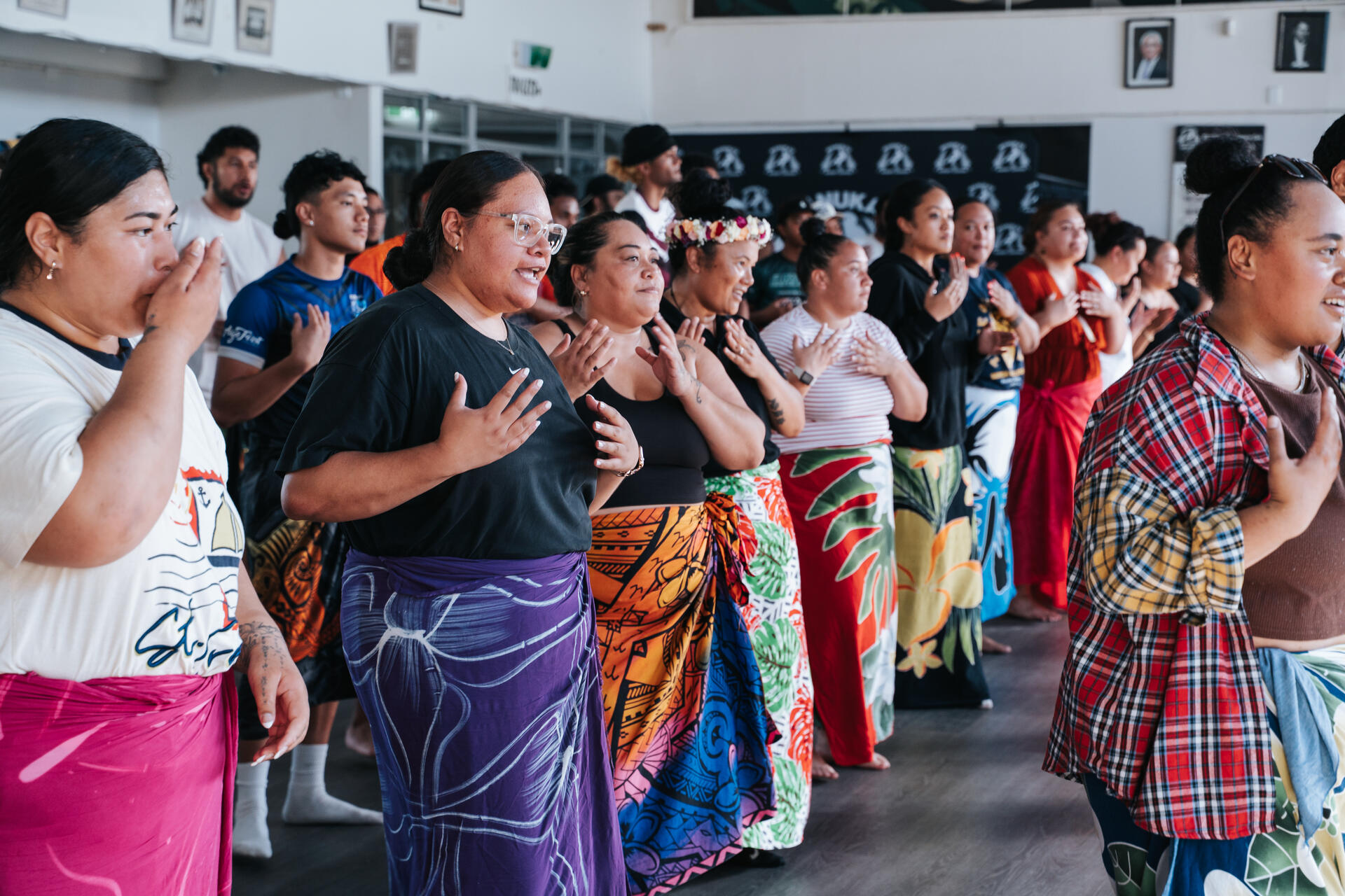 Community fatele practice in colourful lavalava
