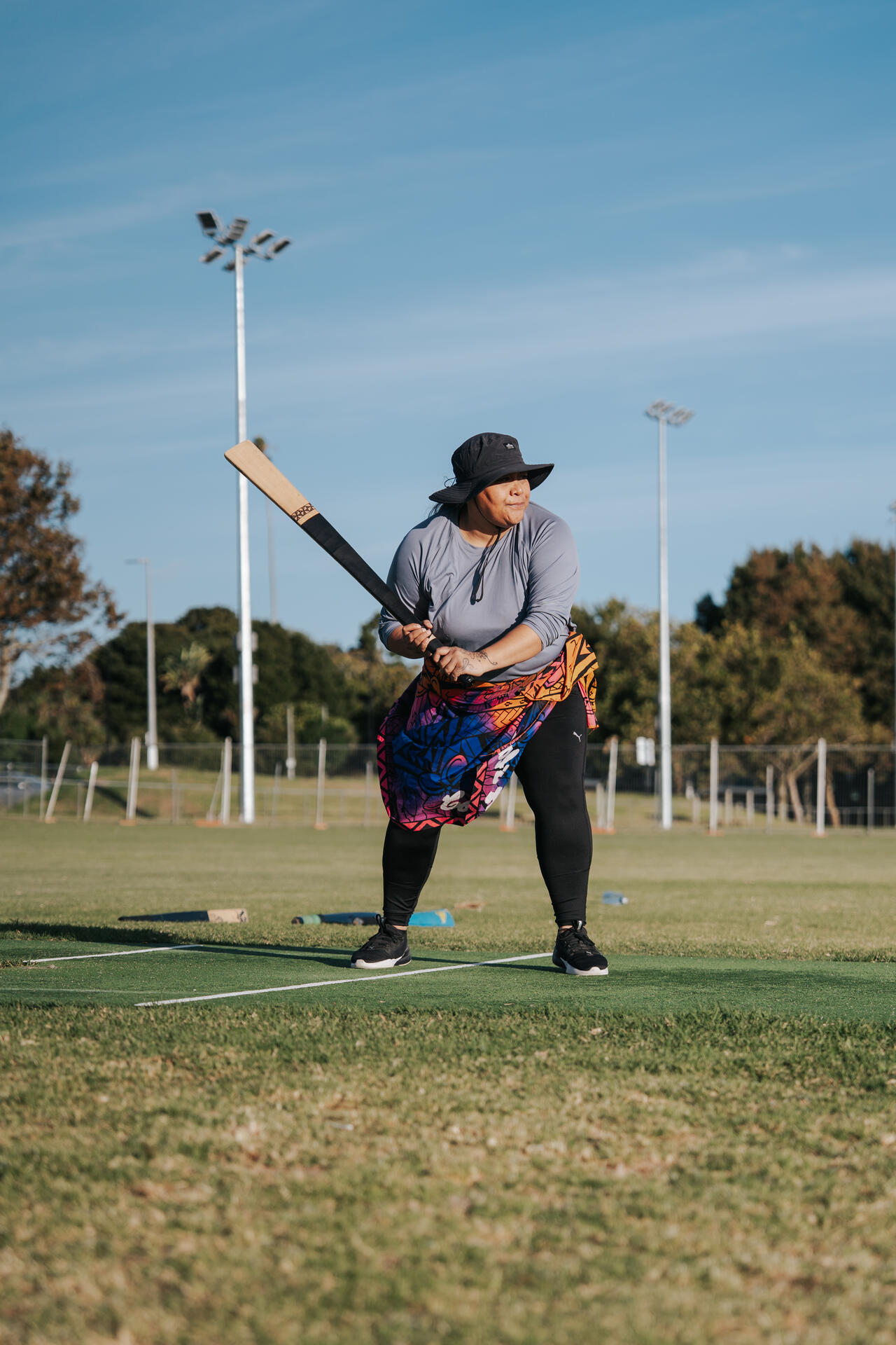 Kilikiti batter in powerful batting stance on the field