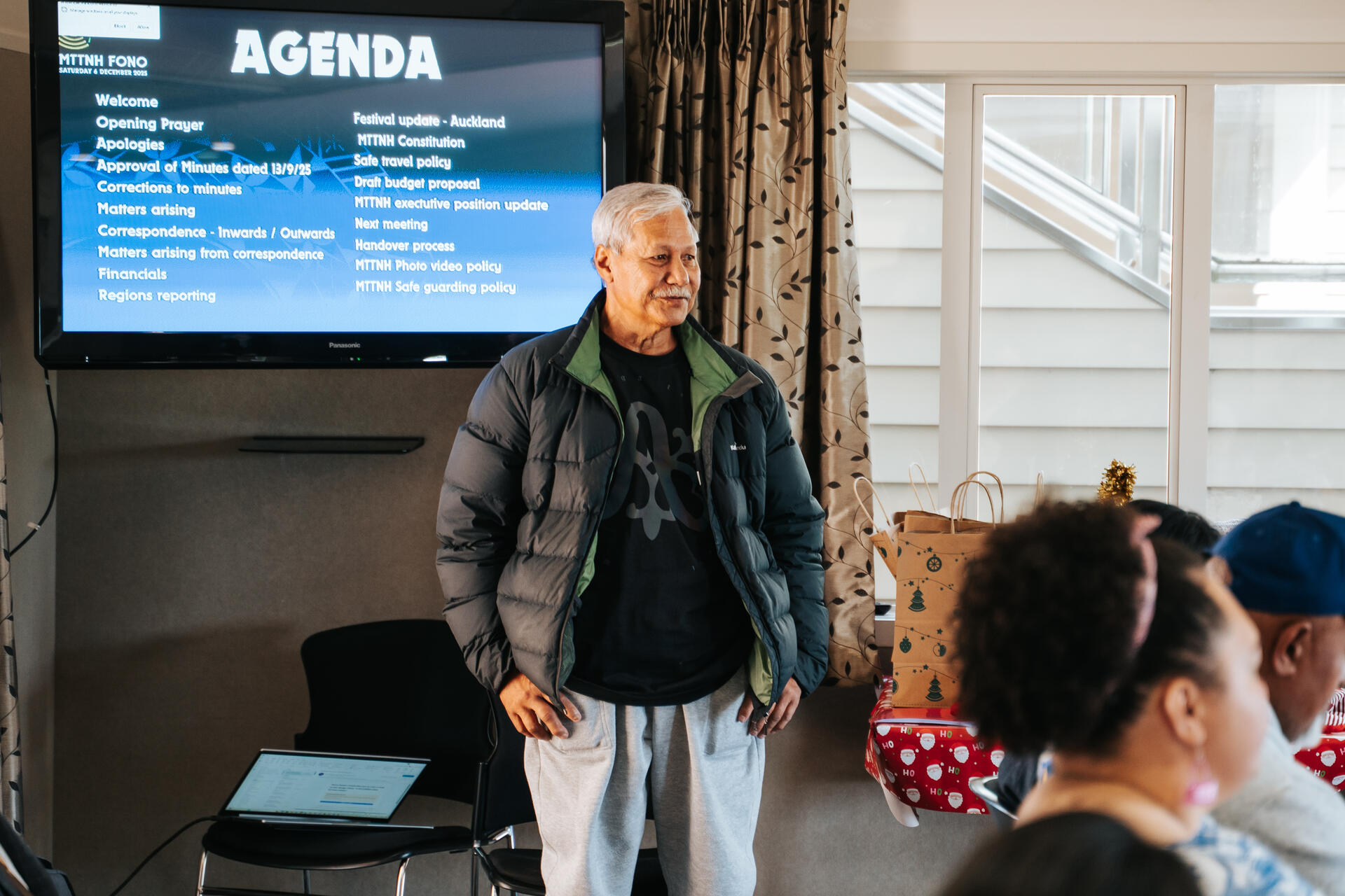 Elder presenting MTTNH Fono agenda
