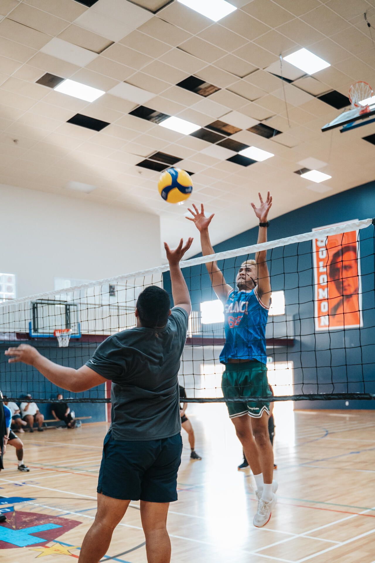 Volleyball spike at the net